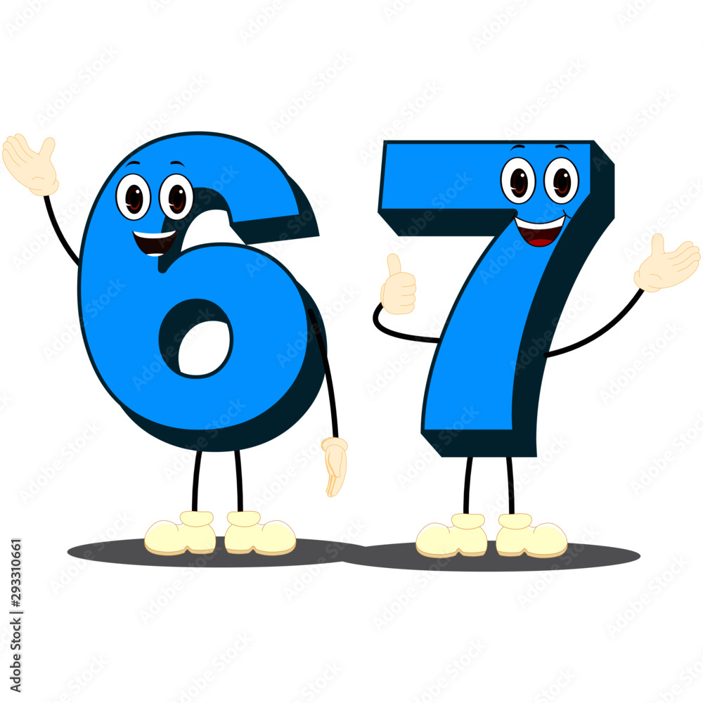 Number Sixty Seven - Cartoon Vector Image Stock Vector | Adobe Stock