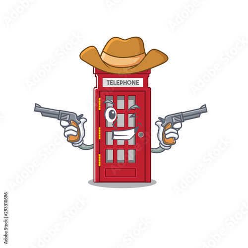 Cowboy telephone booth character shape on mascot