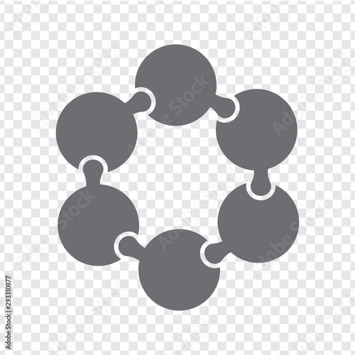 Simple icon puzzle in gray. Simple icon puzzle of the six circles elements on transparent background your web site design, logo, app, UI.  Vector illustration EPS10.
