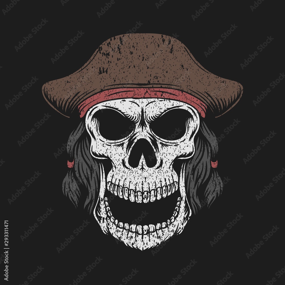 skull hat pirate vector illustration