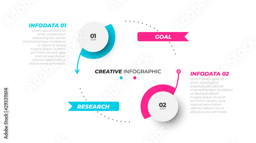 Busines infographic template. Visualization creative concept with 2 options, processes. Can be used for workflow diagram, info chart, presentations.