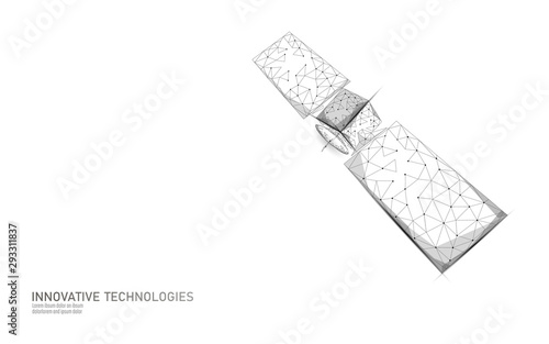 Telecommunication defense satellite in space. Orbital sputnik receiver military security data transmitter internet connection. Worldwide protection tracking information background vector illustration