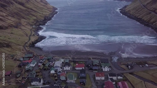 Panoramic view of Tjornuvik village, Streymoy, Faroe Islands, Denmark