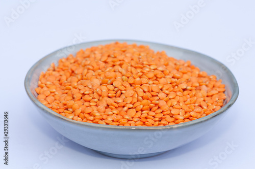 Bowl of red lentils.