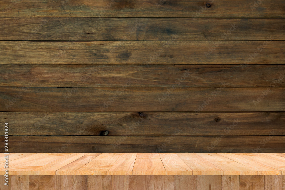 wood table display product show advetise