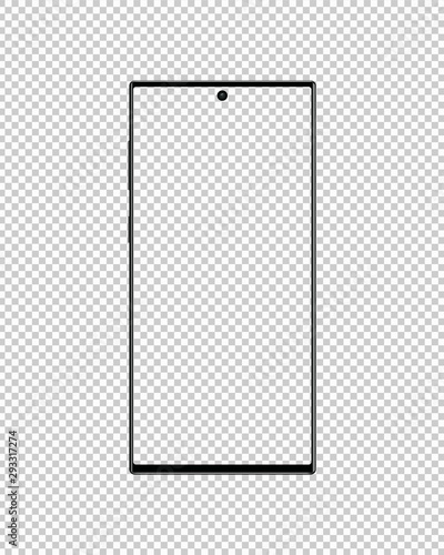 Realistic phone with transparent screen. Smartphone mockup. Vector graphic