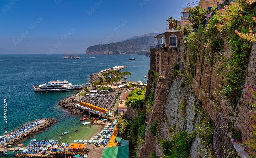Sorrento Coast, Italy. Beautiful panorama exposure of the sea coast in Sorrento, Campaign, Italy.