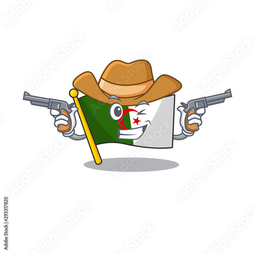 Cowboy flag algeria cartoon isolated the mascot