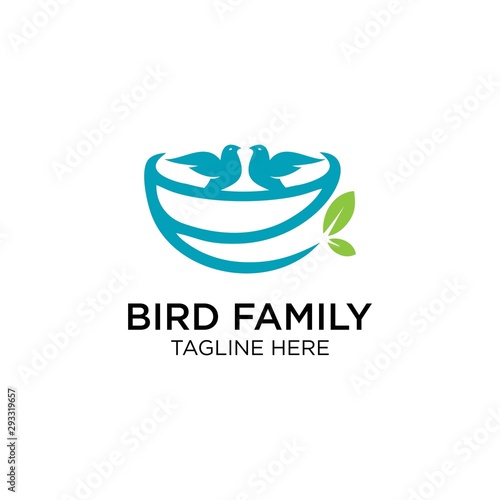 Wallpaper Mural bird with nest in natural design. bird with leaf design Torontodigital.ca