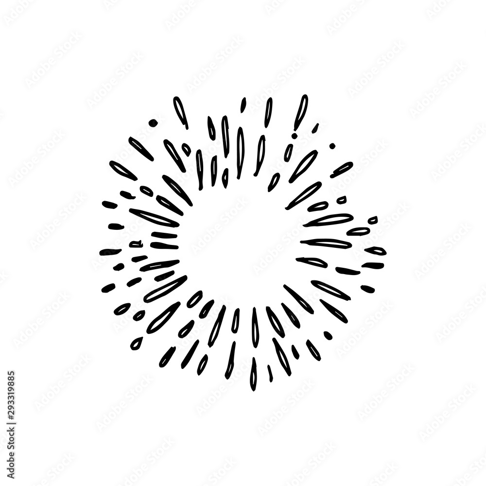 Obraz premium doodle hand drawn starburst, sunburst, firework, explosion set. vector illustration