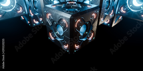 Abstract concept of sci-fi block cube. 3d illustration