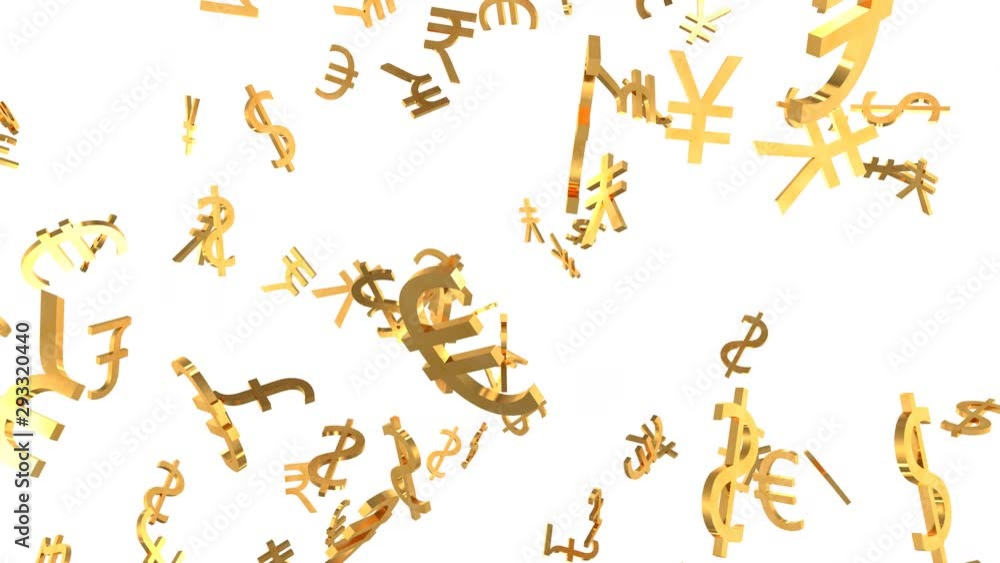 Shiny Golden World Currency Signs Falling Down in Slow Motion 3D Animation - 4K Seamless Loop Motion Background Animation Shiny Golden World Currency Signs Falling Down in Slow Motion 3D Animation - 4K Seamless Loop Motion Background Animation