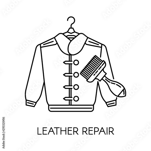 Leather repair clothes service in shop colorless icon