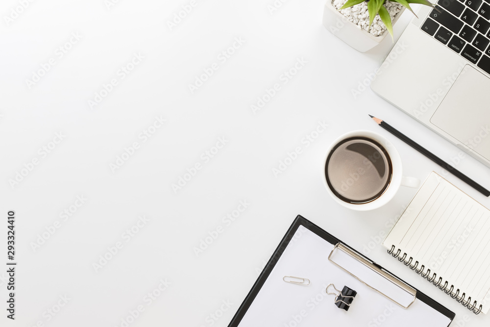 Flay lay, Top view office table desk with smartphone, keyboard, coffee, pencil, leaves with copy space background. Flay lay, Top view office table desk with smartphone, keyboard, coffee, pencil, leaves with copy space background.