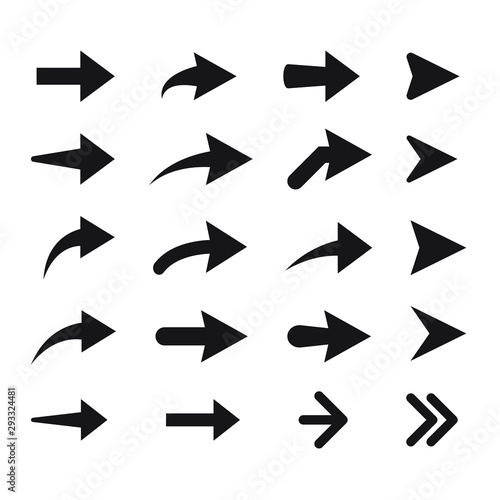 Set of vector arrow icons. Collection of pointers.