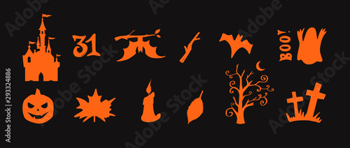 Vector collection of Halloween night silhouettes  icons and characters