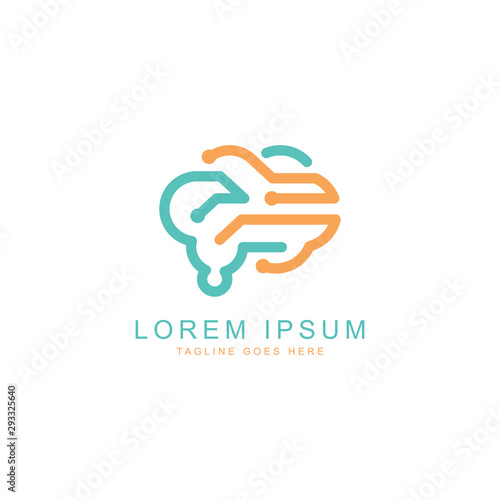 brain tech logo template