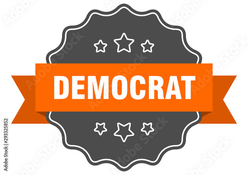 democrat isolated seal. democrat orange label. democrat