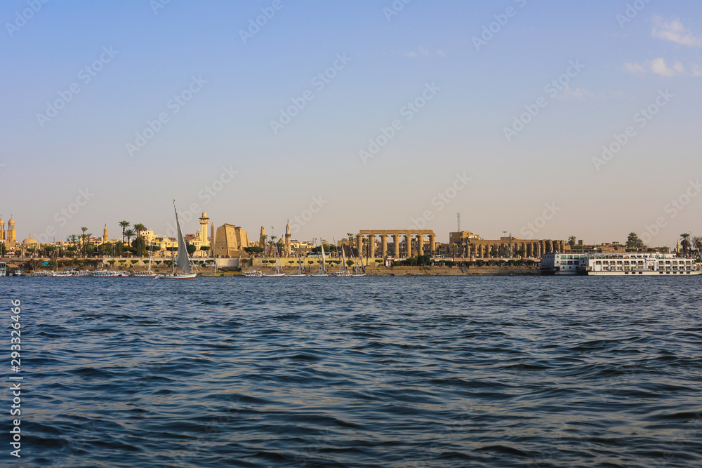 ship in port of luxor, egypt