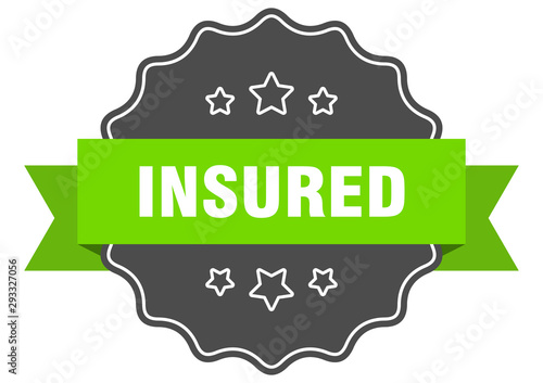 insured isolated seal. insured green label. insured