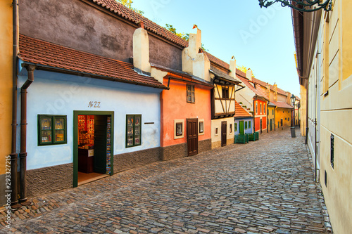 Photography The Golden Lane of Prague with the number 22 where the writer Franz Kafka lived