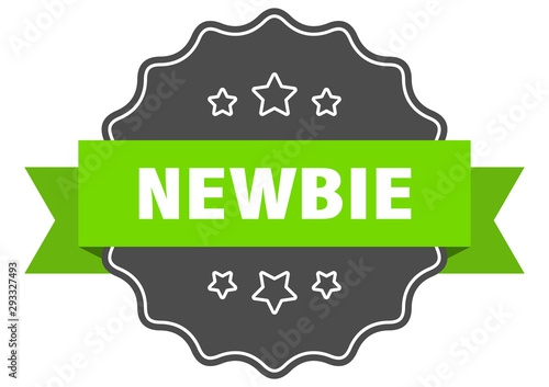 newbie isolated seal. newbie green label. newbie