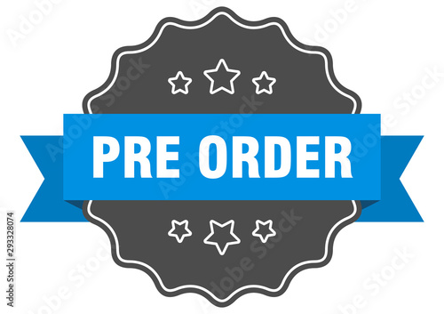 pre order blue label. pre order isolated seal. pre order