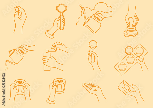 coffee making with hand illustration