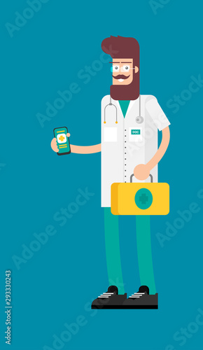 Doctor character in cartoon style. Vector flat design illustration
