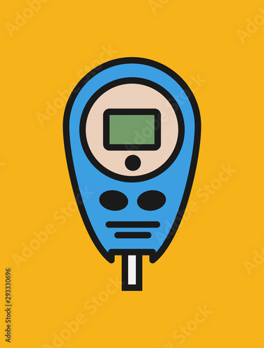 Blood Glucose Test. Home glucometer flat vector