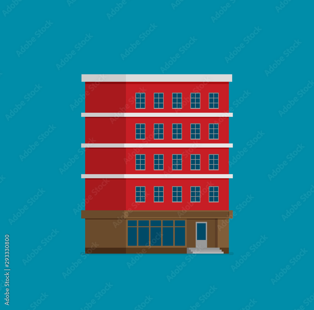 Flat vector downtown building home Flat vector downtown building home