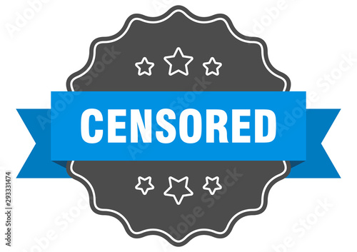censored blue label. censored isolated seal. censored
