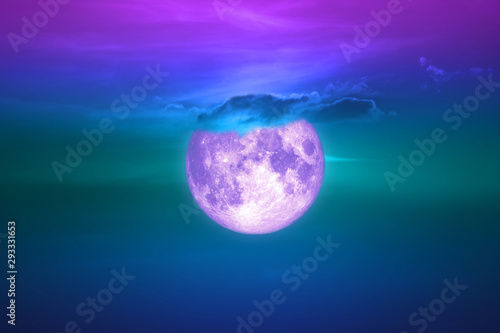 full harvest moon on dark sky back evening cloud over space