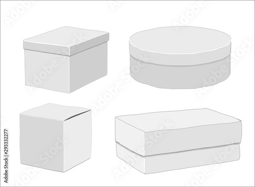 Collection white box set freehand vector illustration