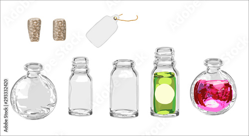 Empty glass bottle hand drawn illustration isolated with white base vector