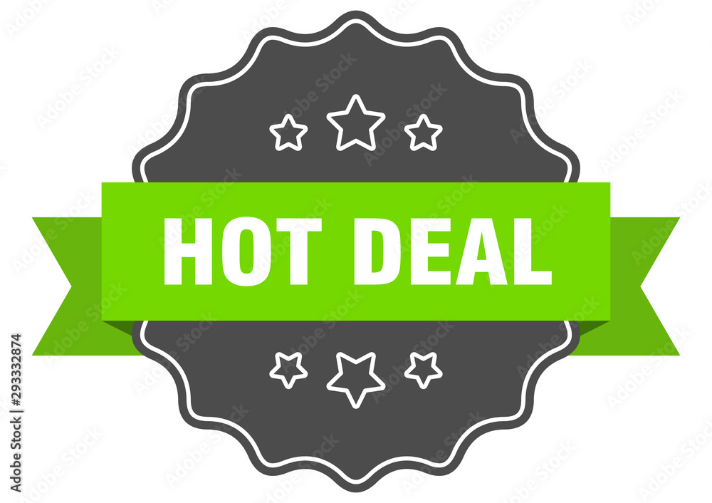 hot deal isolated seal. hot deal green label. hot deal