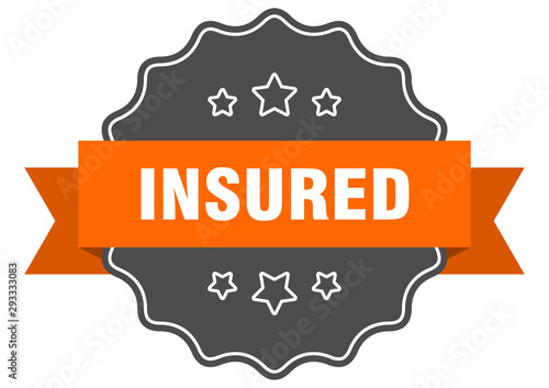 insured isolated seal. insured orange label. insured