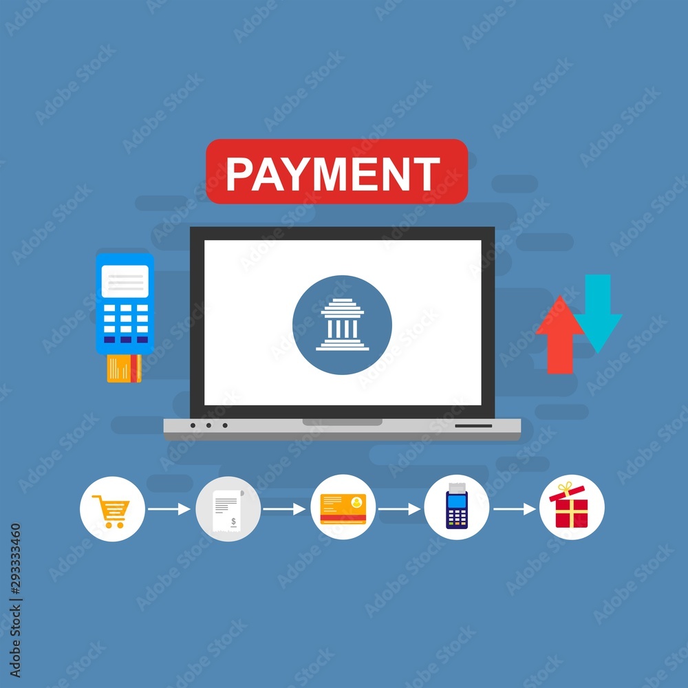 Illustration of vector flat design business composition with online shop Illustration of vector flat design business composition with online shop