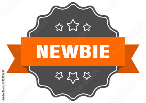 newbie isolated seal. newbie orange label. newbie
