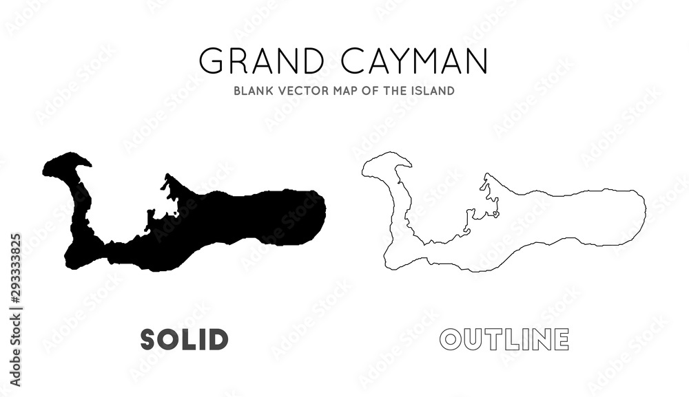 Grand Cayman map. Blank vector map of the Island. Borders of Grand