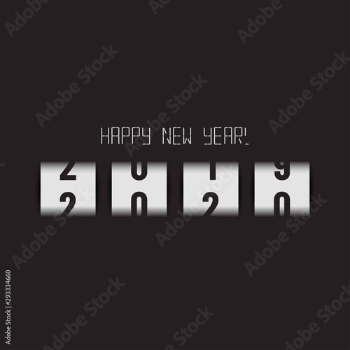 Happy 2020 New Year illustration with counter.Flipboard numbers