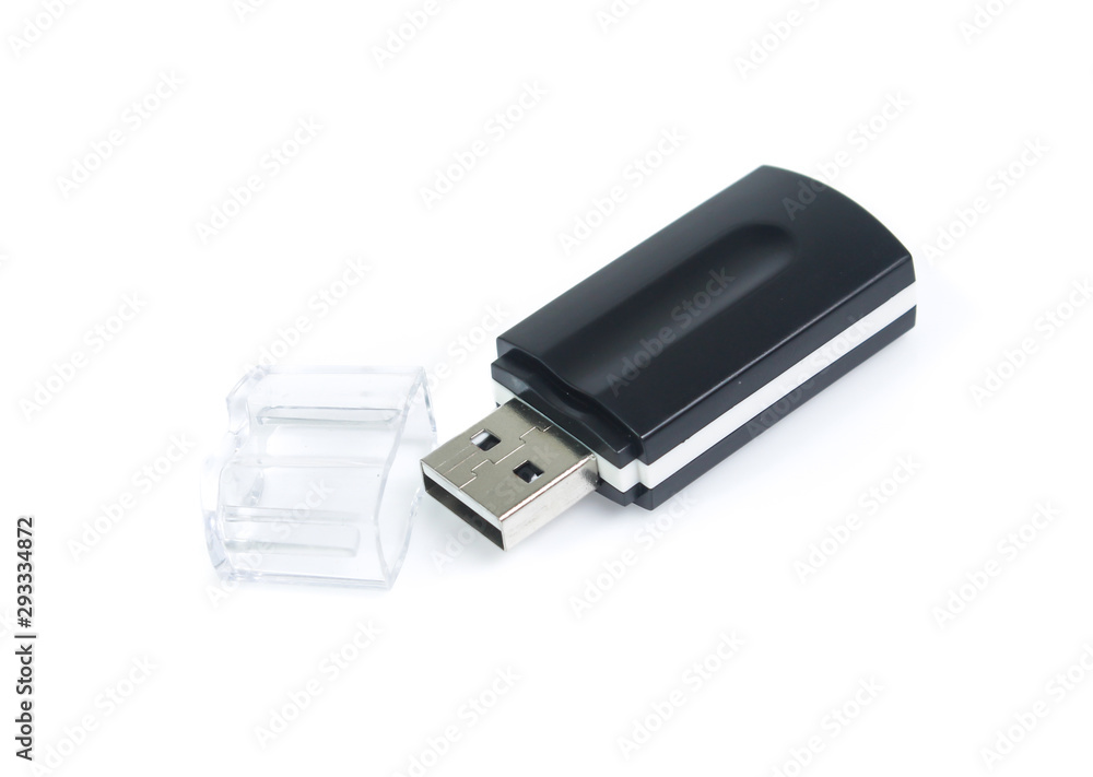Black USB memory stick isolated on white background Black USB memory stick isolated on white background