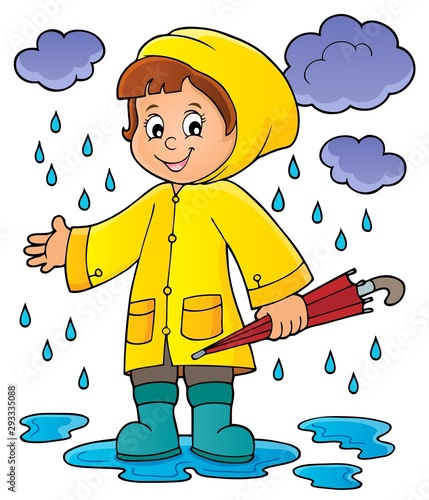 Girl in rainy weather theme image 1