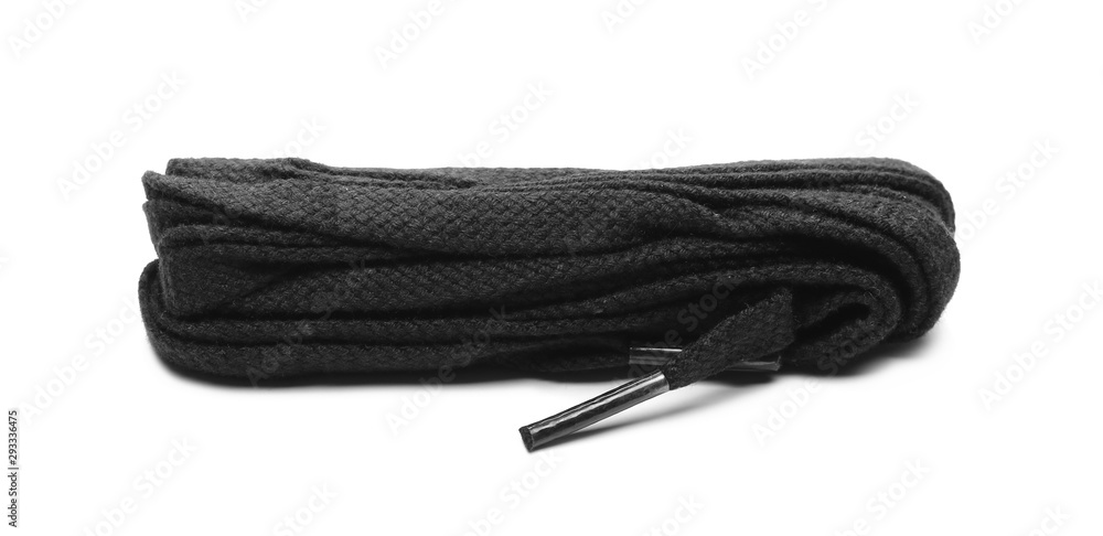 Black shoelaces isolated on white background Black shoelaces isolated on white background