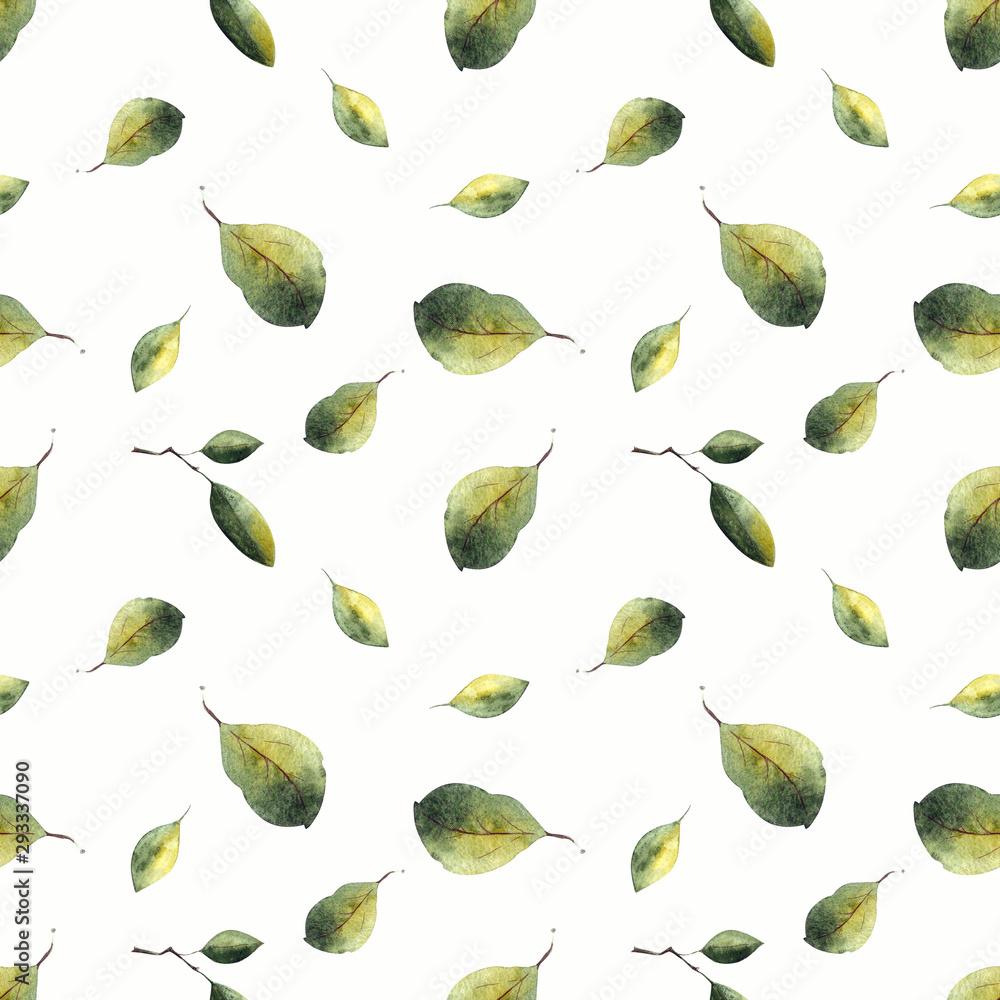 Watercolor seamless pattern with leaves on. Hand draw Watercolor seamless pattern with leaves on. Hand draw