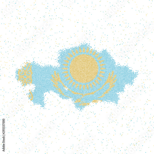 Map of Kazakhstan. Mosaic style map with flag of Kazakhstan. Vector illustration.