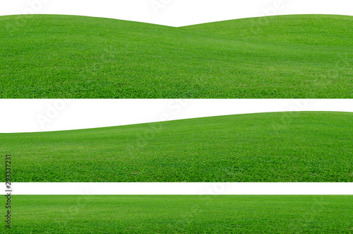 Green grass field isolated on white background with clipping path.
