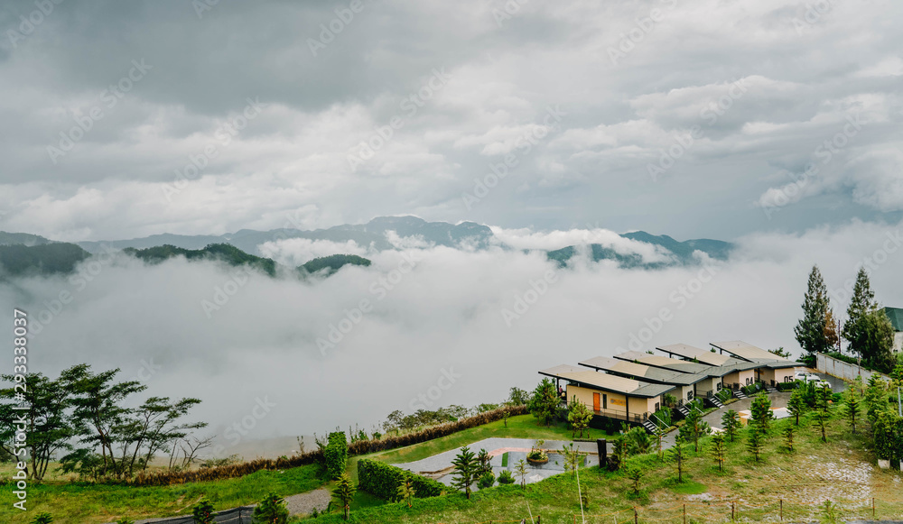 Top views landscape with the mist at Khao Ta Kean Ngo, Khao Kho District, Phetchabun, Thailand