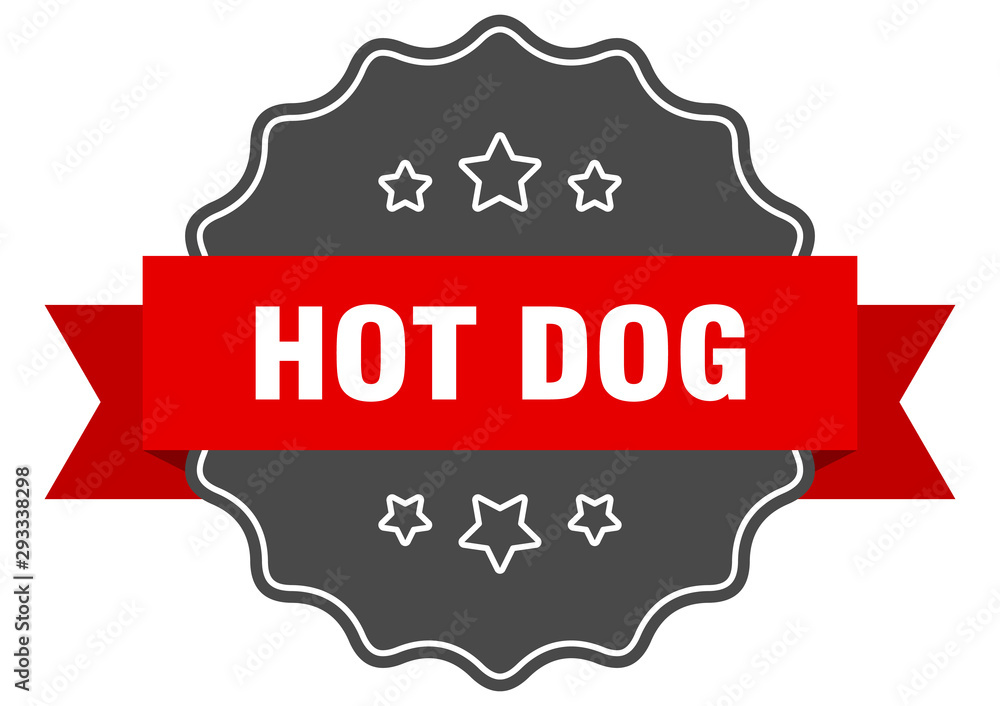 hot dog red label. hot dog isolated seal. hot dog