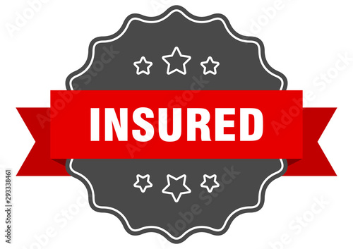 insured red label. insured isolated seal. insured
